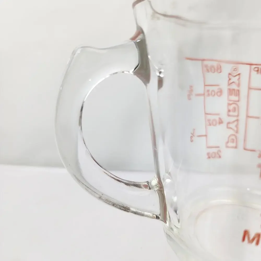 Vintage Pyrex 508 A-3 1 Cup 250 ml Measuring Red Lettering Closed D Handle Nice!